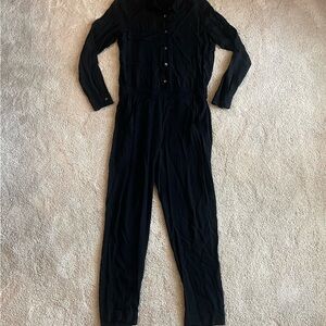 Madewell Black Long-Sleeve Button-Front Jumpsuit